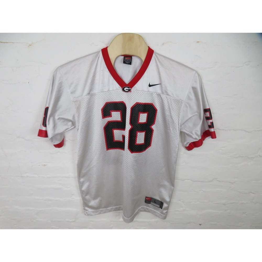 Georgia Bulldogs Jersey Shirt Mens Large White Nike NCAA Football Mesh #28 - Picture 1 of 9
